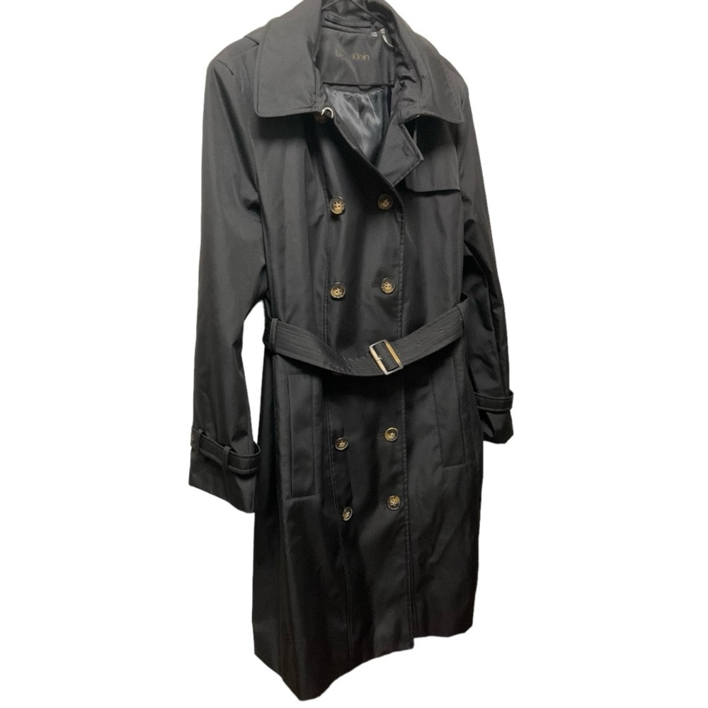 Calvin Klein Stylish Hooded Belted Button Down Long Rainproof Trench Coat! - Picture 3 of 5